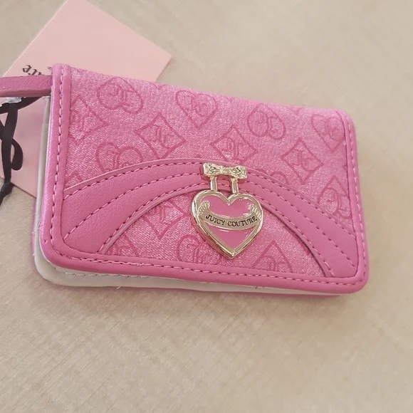 Juicy Couture Pink Heart Charm Wallet Small Cards And Money Organazer Logo Case - Picture 13 of 13